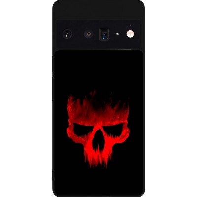 Coque Google Pixel 6 Pro - Silicone rigide noir Halloween 2023 scary skull