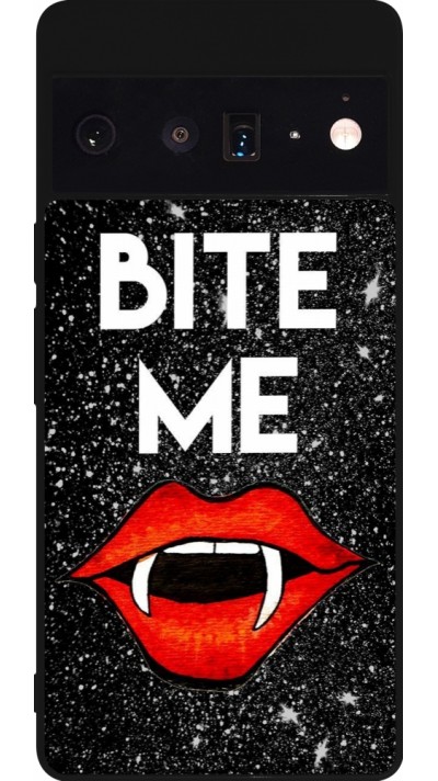 Coque Google Pixel 6 Pro - Silicone rigide noir Halloween 2024 bite me