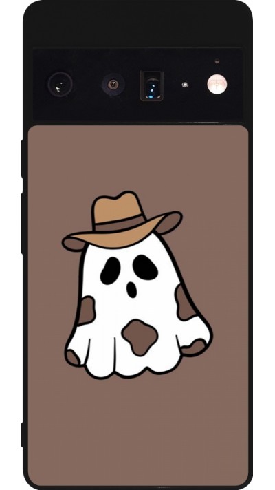 Coque Google Pixel 6 Pro - Silicone rigide noir Halloween 2024 cowboy ghost