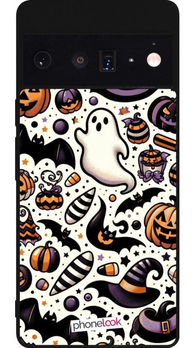 Coque Google Pixel 6 Pro - Silicone rigide noir Halloween 2024 Cute Pattern