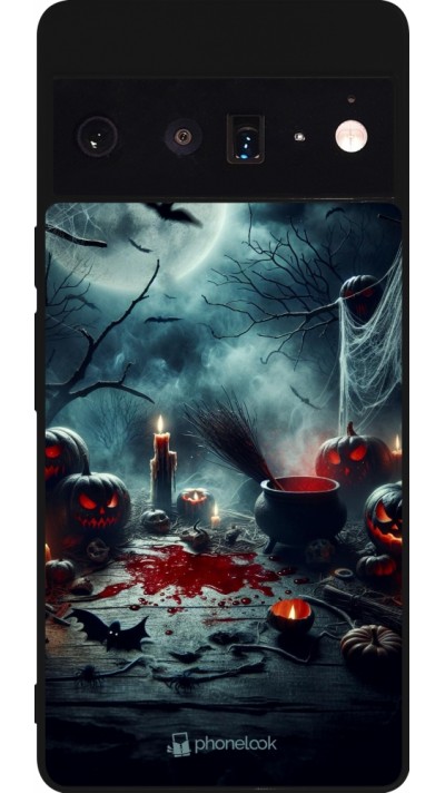 Coque Google Pixel 6 Pro - Silicone rigide noir Halloween 2024 Dark Moon