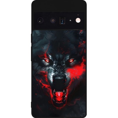 Coque Google Pixel 6 Pro - Silicone rigide noir Halloween 2024 mad werewolf