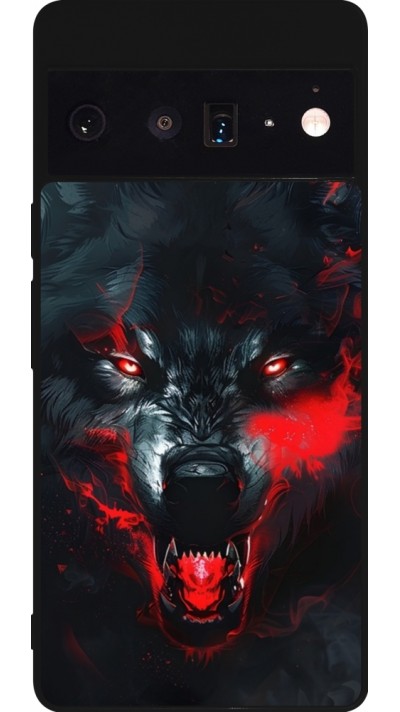 Coque Google Pixel 6 Pro - Silicone rigide noir Halloween 2024 mad werewolf