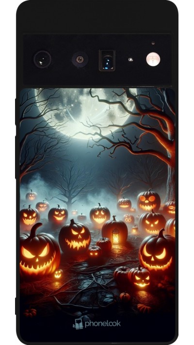 Coque Google Pixel 6 Pro - Silicone rigide noir Halloween 2024 Many Pumpkins