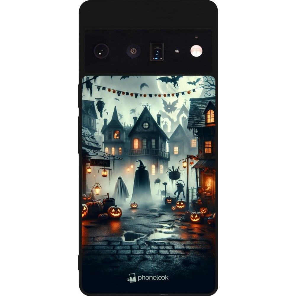 Coque Google Pixel 6 Pro - Silicone rigide noir Halloween Spookville