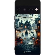 Coque Google Pixel 6 Pro - Silicone rigide noir Halloween Spookville