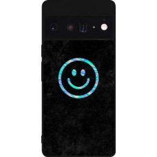 Coque Google Pixel 6 Pro - Silicone rigide noir Happy smiely irisé