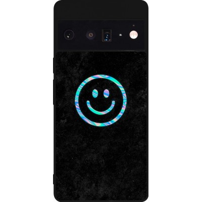 Coque Google Pixel 6 Pro - Silicone rigide noir Happy smiely irisé