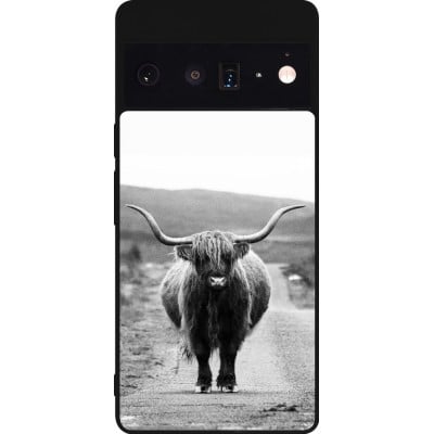 Coque Google Pixel 6 Pro - Silicone rigide noir Highland cattle