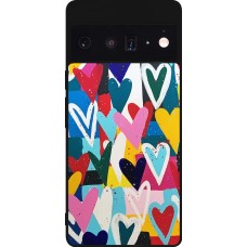 Coque Google Pixel 6 Pro - Silicone rigide noir Joyful Hearts