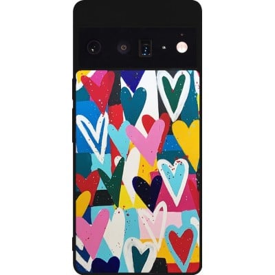 Coque Google Pixel 6 Pro - Silicone rigide noir Joyful Hearts