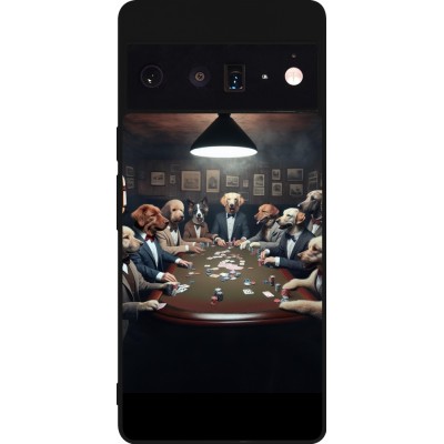 Coque Google Pixel 6 Pro - Silicone rigide noir Les pokerdogs