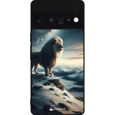 Coque Google Pixel 6 Pro - Silicone rigide noir Le lion blanc