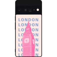 Coque Google Pixel 6 Pro - Silicone rigide noir London Pink Print