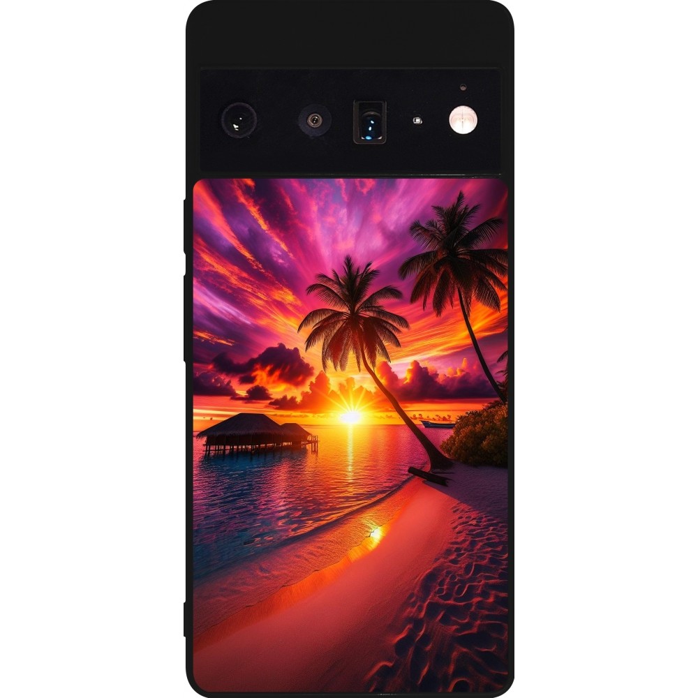 Coque Google Pixel 6 Pro - Silicone rigide noir Maldives Dusk Bliss