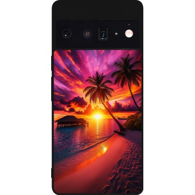 Coque Google Pixel 6 Pro - Silicone rigide noir Maldives Dusk Bliss