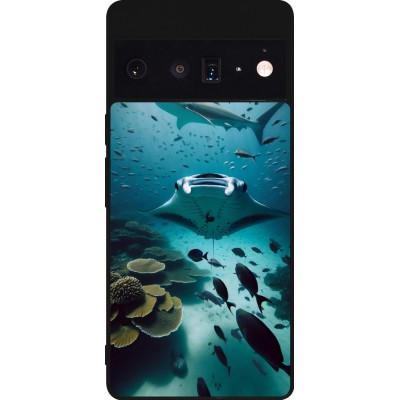 Coque Google Pixel 6 Pro - Silicone rigide noir Manta Lagon Nettoyage