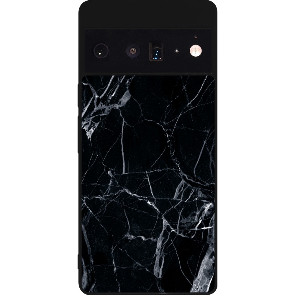 Coque Google Pixel 6 Pro - Silicone rigide noir Marble Black 01