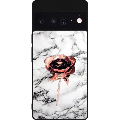 Coque Google Pixel 6 Pro - Silicone rigide noir Marble Rose Gold