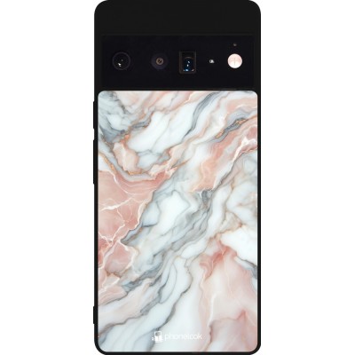 Coque Google Pixel 6 Pro - Silicone rigide noir Marbre Rose Lumineux