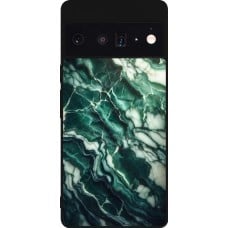 Coque Google Pixel 6 Pro - Silicone rigide noir Marbre vert majestueux