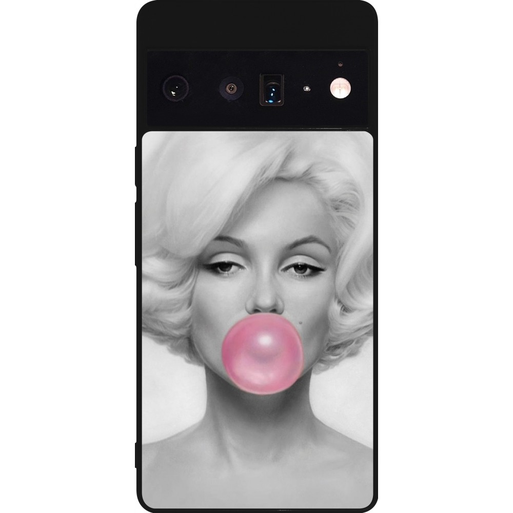 Coque Google Pixel 6 Pro - Silicone rigide noir Marilyn Bubble