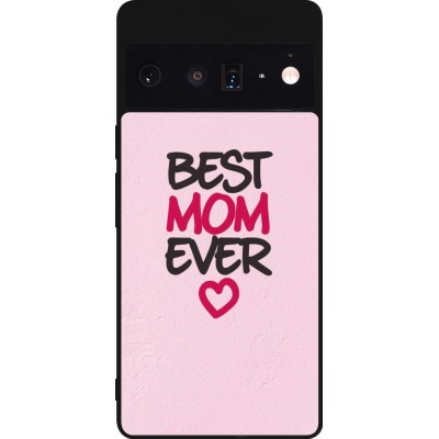 Coque Google Pixel 6 Pro - Silicone rigide noir Mom 2023 best Mom ever pink