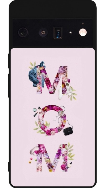 Coque Google Pixel 6 Pro - Silicone rigide noir Mom 2024 girly mom