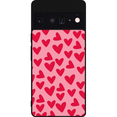 Coque Google Pixel 6 Pro - Silicone rigide noir Mom 2024 petits coeurs