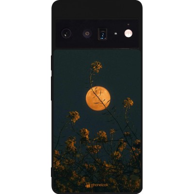 Coque Google Pixel 6 Pro - Silicone rigide noir Moon Flowers