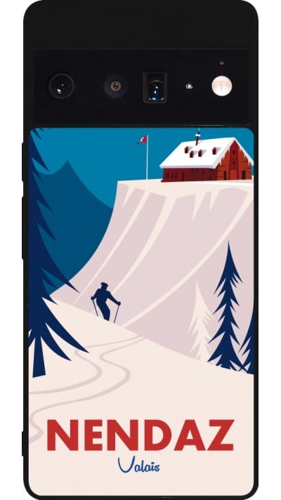 Coque Google Pixel 6 Pro - Silicone rigide noir Nendaz Cabane Ski