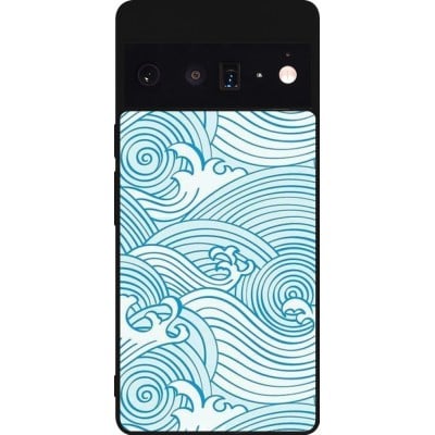 Coque Google Pixel 6 Pro - Silicone rigide noir Ocean Waves