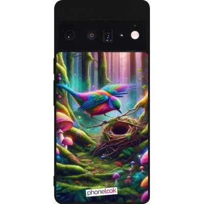 Coque Google Pixel 6 Pro - Silicone rigide noir Oiseau Nid Forêt