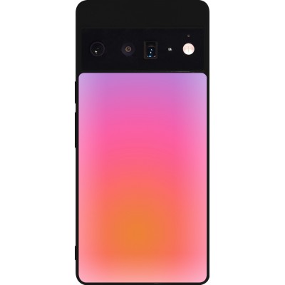 Coque Google Pixel 6 Pro - Silicone rigide noir Orange Pink Blue Gradient