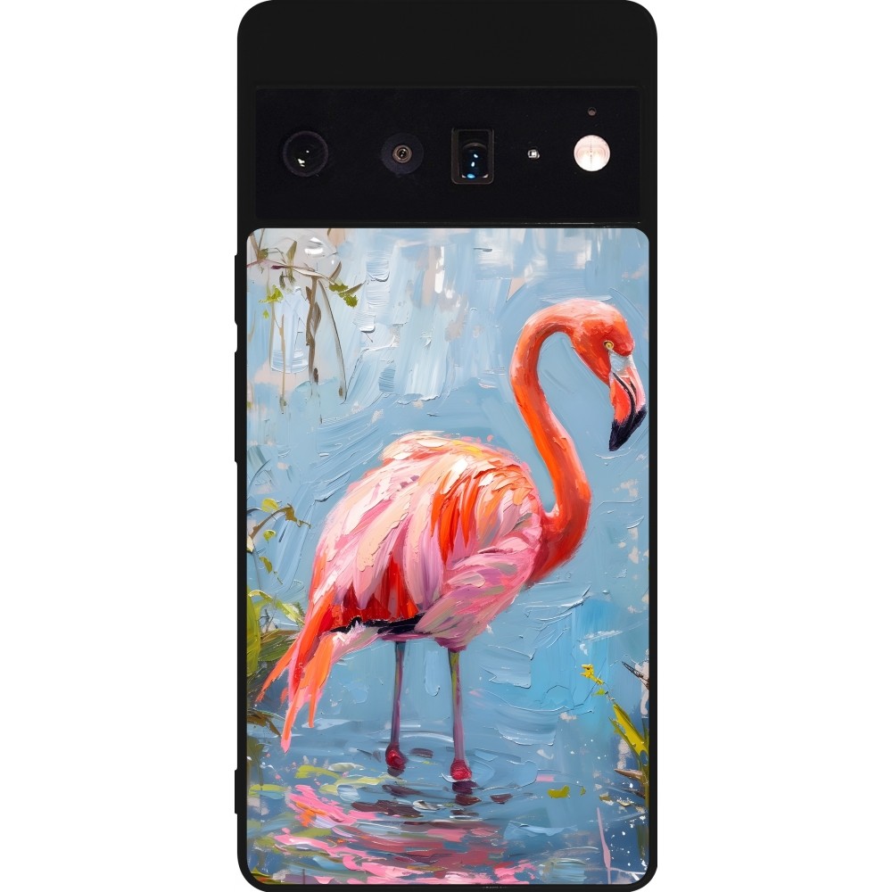 Coque Google Pixel 6 Pro - Silicone rigide noir Paint Flamingo