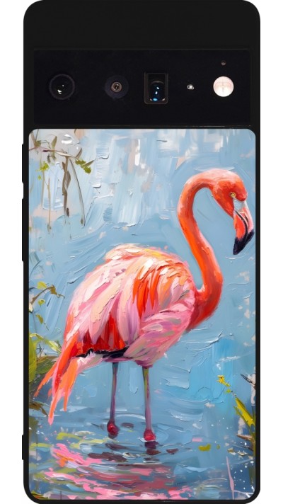 Coque Google Pixel 6 Pro - Silicone rigide noir Paint Flamingo