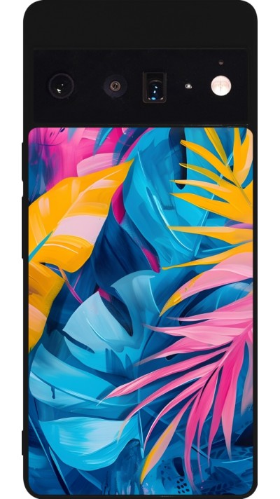 Coque Google Pixel 6 Pro - Silicone rigide noir Palms Blue