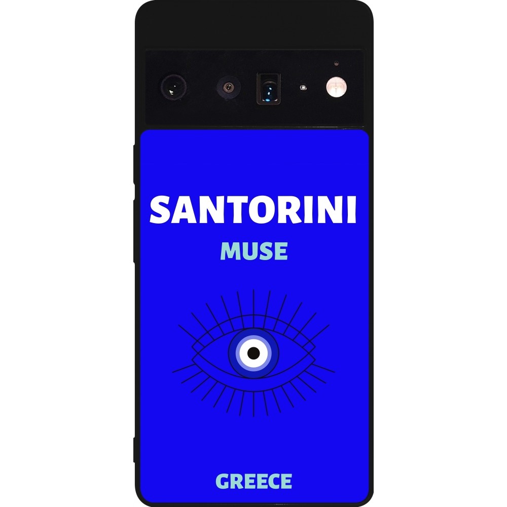 Coque Google Pixel 6 Pro - Silicone rigide noir Pop Summer Destination Santorini