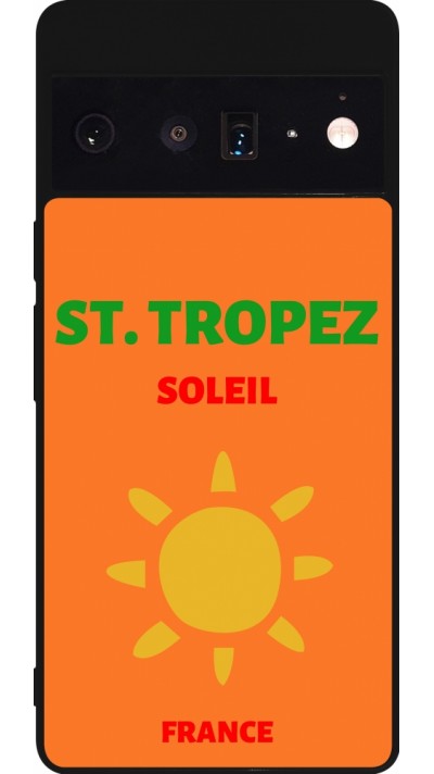 Coque Google Pixel 6 Pro - Silicone rigide noir Pop Summer Destination St-Tropez