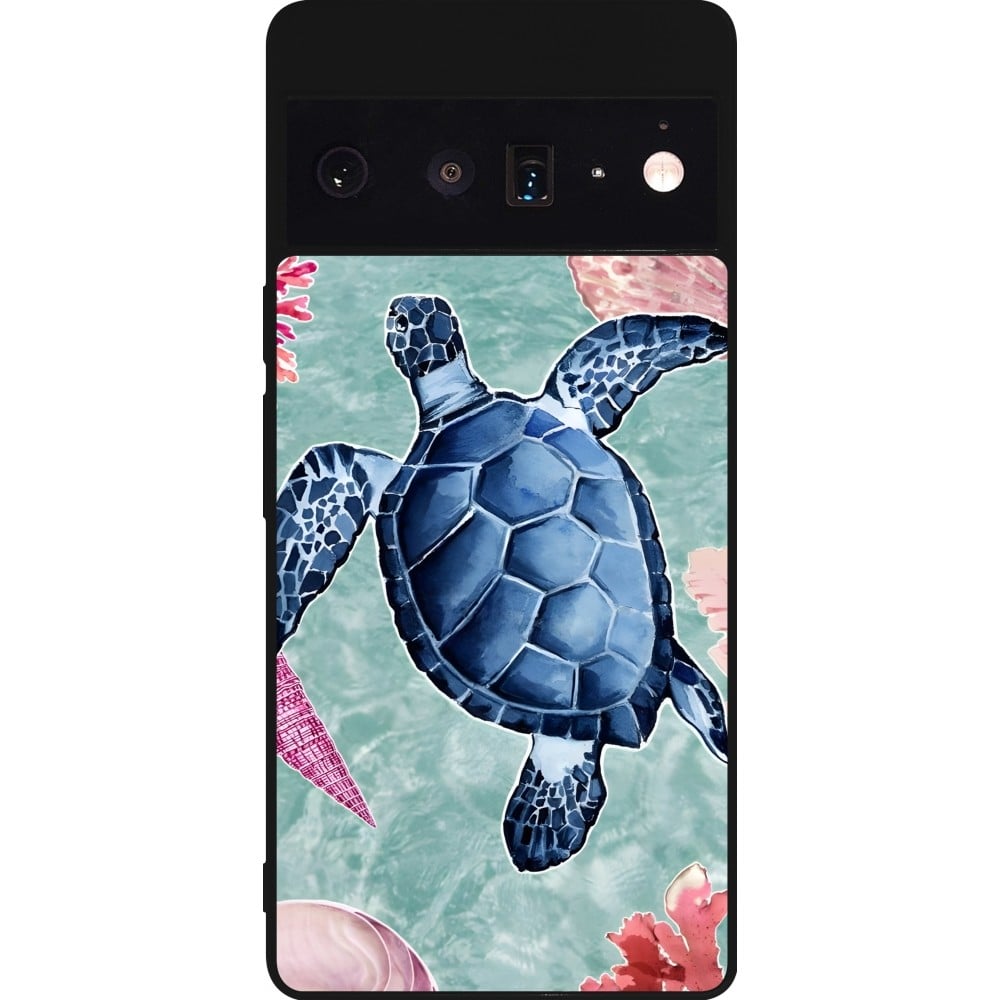 Coque Google Pixel 6 Pro - Silicone rigide noir Preppy Turtle