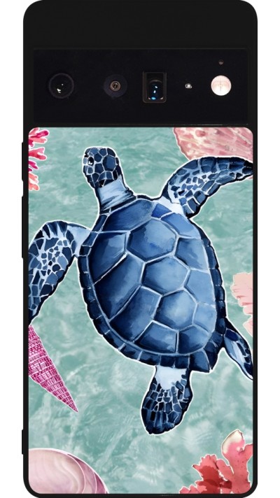 Coque Google Pixel 6 Pro - Silicone rigide noir Preppy Turtle