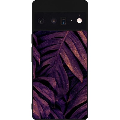 Coque Google Pixel 6 Pro - Silicone rigide noir Purple Light Leaves