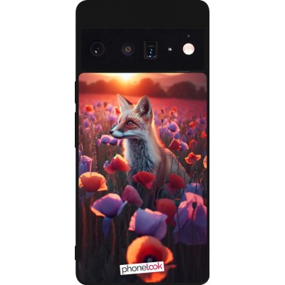 Coque Google Pixel 6 Pro - Silicone rigide noir Renard pourpre au crépuscule