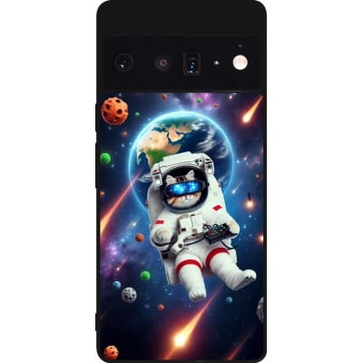 Coque Google Pixel 6 Pro - Silicone rigide noir VR SpaceCat Odyssey