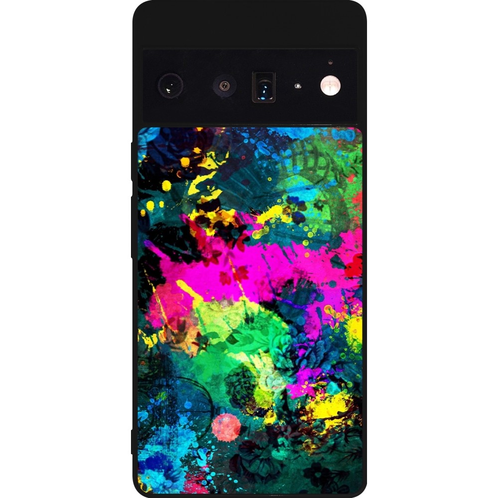 Coque Google Pixel 6 Pro - Silicone rigide noir Splash paint