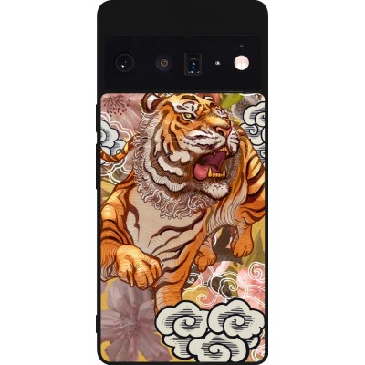 Coque Google Pixel 6 Pro - Silicone rigide noir Spring 23 japanese tiger