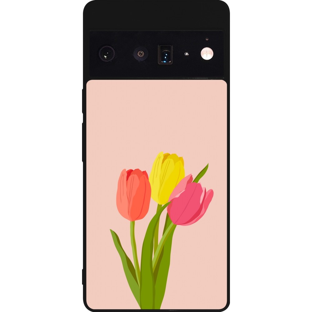 Coque Google Pixel 6 Pro - Silicone rigide noir Spring 23 tulip trio