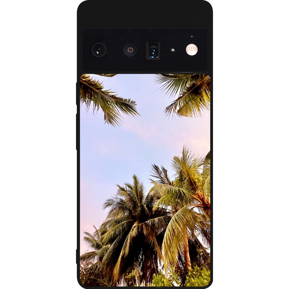 Coque Google Pixel 6 Pro - Silicone rigide noir Summer 2023 palm tree vibe