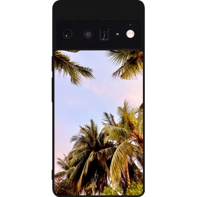 Coque Google Pixel 6 Pro - Silicone rigide noir Summer 2023 palm tree vibe