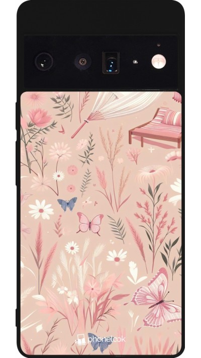 Coque Google Pixel 6 Pro - Silicone rigide noir Summer Pastel Pattern